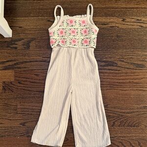 Toddler girl Floral Embroidered Jumpsuit